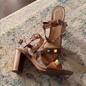 Zara Brown Sandals with Multicolor Accents